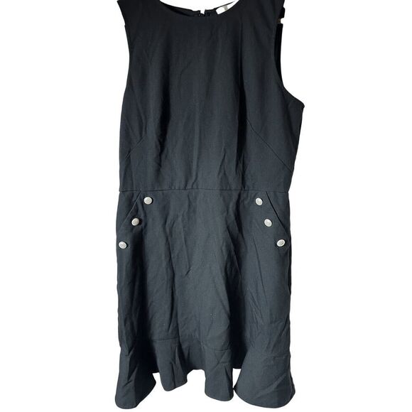 Loft Plus Dress Womens 10 Navy Blue Sleeveless Buttons Pockets Career Nautical - Picture 1 of 7